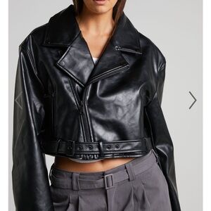 Lioness Staten Island Black Faux Leather Moto Jacket
- Nwot - Size XL